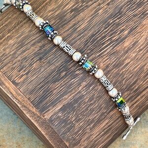 Vintage Silpada Sterling Silver and Swarovski Crystal Handcrafted Bracelet